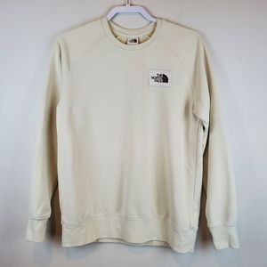 Retro Northface Ivory Cream Crewneck Sweatshirt Pullover Size L Womens Hiking